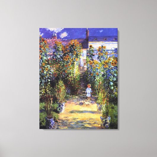 Garden Claude Monet Sommer Sonnenblumen Blume Leinwanddruck (Vorderseite)
