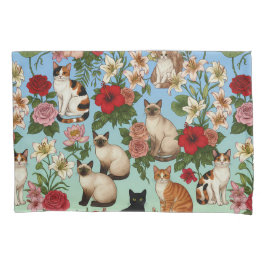 Garden Companions – Floral Cats in Bloom Kissenbezug