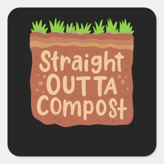 Garden Compost Geschenk Quadratischer Aufkleber (Vorderseite)