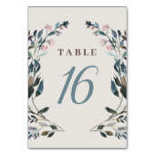 Garden Crest | Eggshell | Florale Blaue Hochzeit Tischnummer (Rückseite)