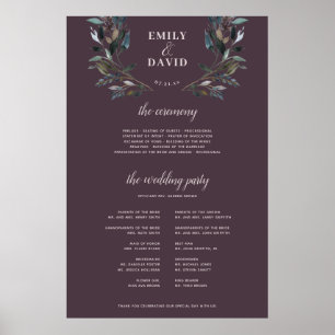 Garden Crest Mauve Lila Zeremonieprogramm-Schild Poster