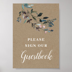 Garden Crest   Rustikale Florale Hochzeitsgästebuc Poster