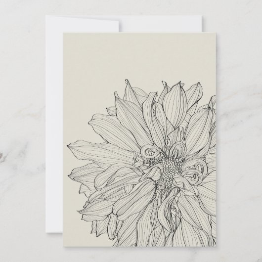 Garden Dahlia Blume. Hintergrund graviert. Einladung (Rückseite)