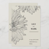Garden Dahlia Blume. Hintergrund graviert. Einladung (Vorne/Hinten)