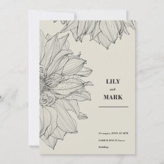 Garden Dahlia Blume. Hintergrund graviert. Einladung