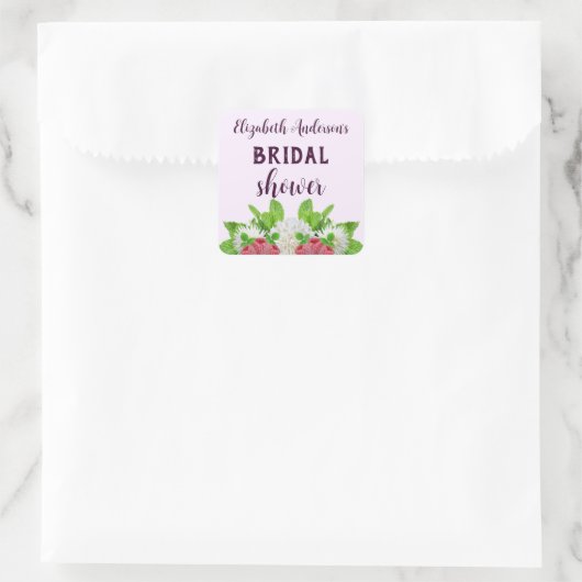 Garden Dahlia Brautparty Quadratischer Aufkleber (Tasche)