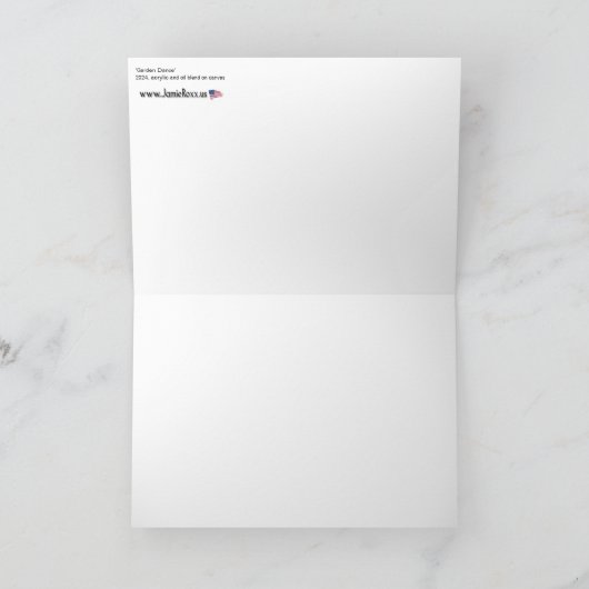 "Garden Dance" Gemälde auf einem Dankeskarte (Innenseite)