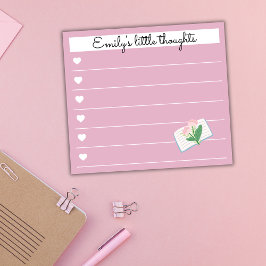 Garden Day Dreams - Heart & Floral Personalized Post-it Klebezettel