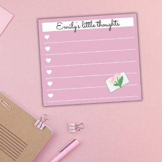 Garden Day Dreams - Heart & Floral Personalized Post-it Klebezettel