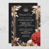 Garden Diamond Red Black and Gold Probe Dinner Einladung (Vorne/Hinten)