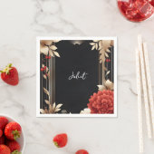 Garden Diamond Rot Schwarz und Gold Brautparty Serviette (Beispiel)