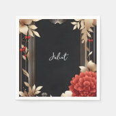 Garden Diamond Rot Schwarz und Gold Brautparty Serviette (Vorderseite)