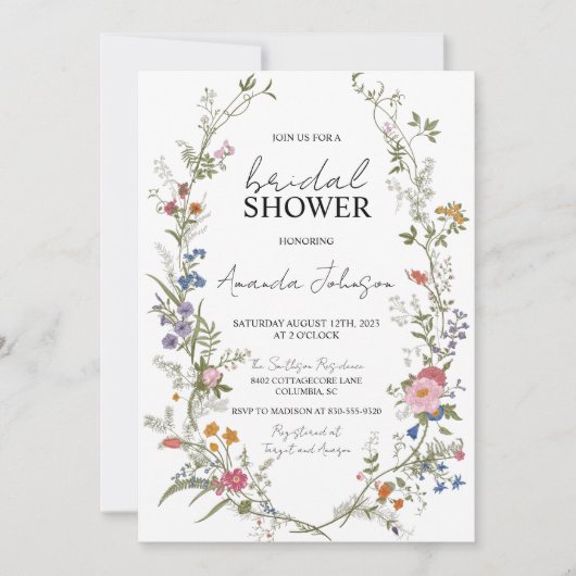 Garden Ditsy Wildblume Brautparty Einladung (Vorderseite)