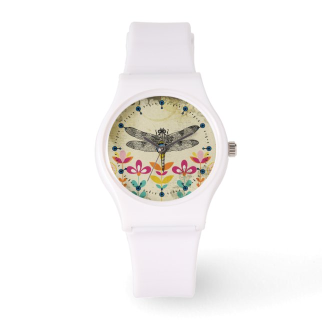 Garden Dragonfly Silicone Sport Watch Armbanduhr (Vorderseite)