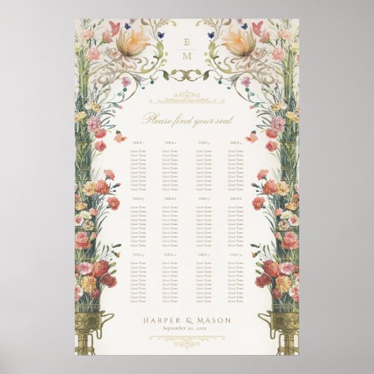 Garden Elegance Blumenzwiebelkarte Poster (Vorne)