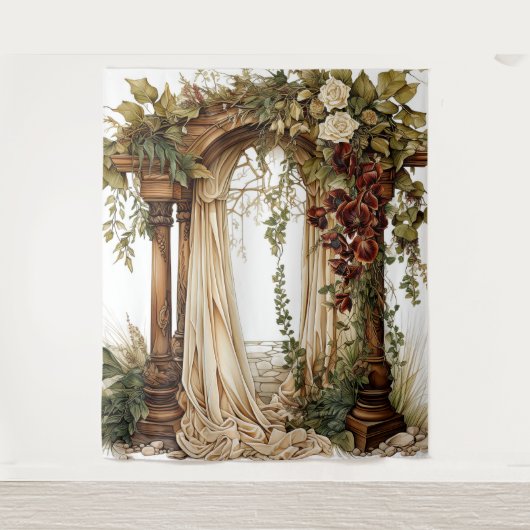 Garden Elegance Custom Wedding Backdrop Wandteppich (Vorderseite)