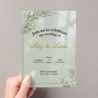 Garden Estate Wedding Invitation – Acrylic Minimal Acryleinladungen