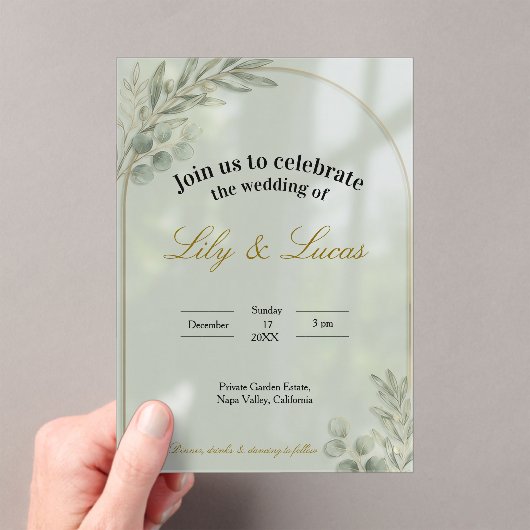 Garden Estate Wedding Invitation – Acrylic Minimal Acryleinladungen (Insitu (Handheld))