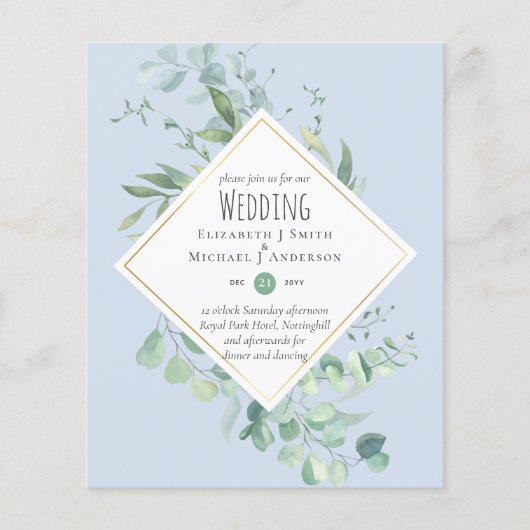 Garden Eucalyptus Greenerity DUSTY BLUE Wedding Flyer (Vorne)