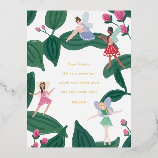 Garden Fairies Valentine Folien Feiertagspostkarte (Vorderseite)