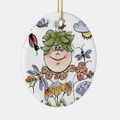 Garden Fairy Folk Art Baby Boy's Keramikornament (Rechts)