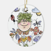 Garden Fairy Folk Art Baby Boy's Keramikornament (Links)
