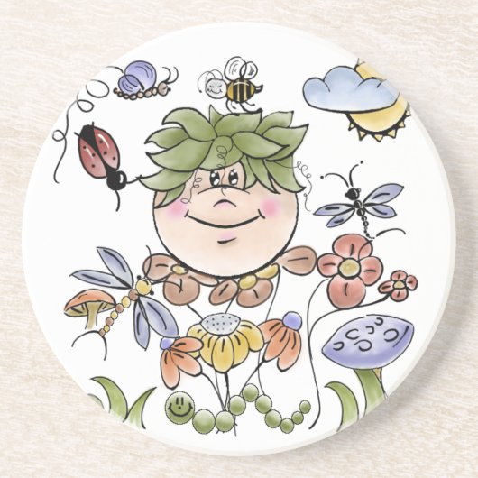 Garden Fairy Folk Sandstein Untersetzer (Vorne)