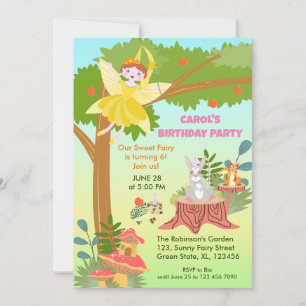 Garden Fairy mit Tierfreunden Geburtstagsparty Einladung