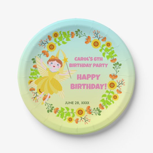 Garden Fairy mit Tierfreunden Geburtstagsparty Pappteller (Vorderseite)