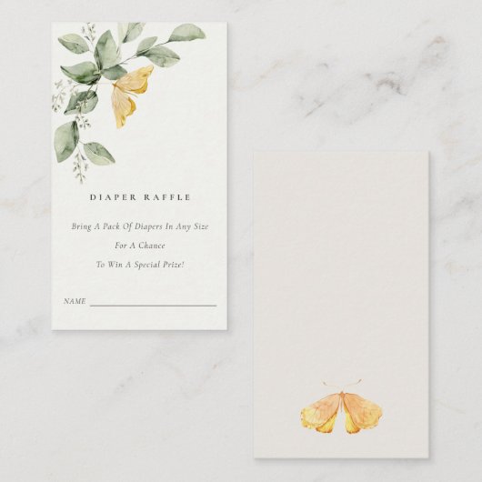 Garden Fauna Butterfly Diaper Raffle Baby Dusche Begleitkarte (Vorne/Hinten)