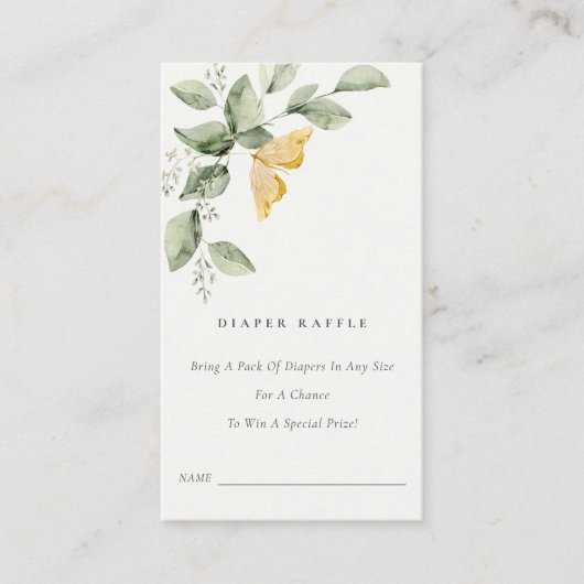 Garden Fauna Butterfly Diaper Raffle Baby Dusche Begleitkarte (Vorderseite)