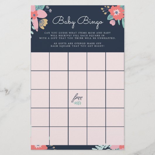 Garden Floral Baby Bingo Game Briefpapier (Vorderseite)