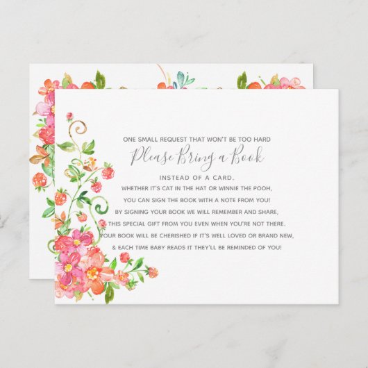 Garden Floral Berry Babydusche Buchkartenbibliothe Einladungspostkarte (Vorne/Hinten)