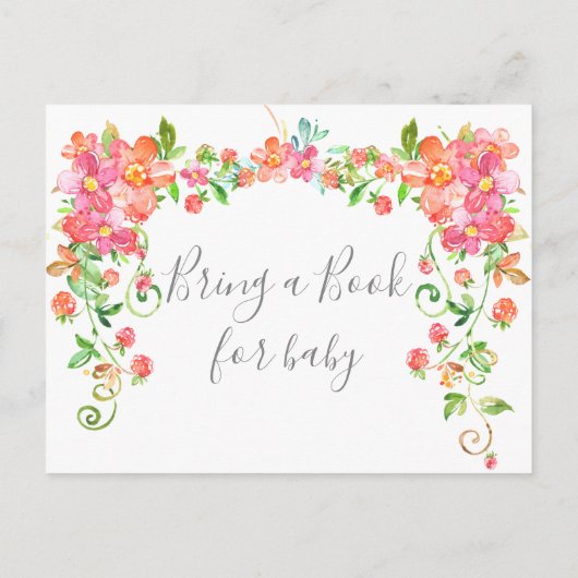 Garden Floral Berry Babydusche Buchkartenbibliothe Einladungspostkarte (Rückseite)