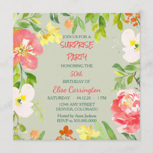 Garden Floral Border Geburtstagsparty Einladung