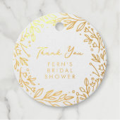Garden Floral Brautparty Vielen Dank Gold Geschenkanhänger (Vorderseite)