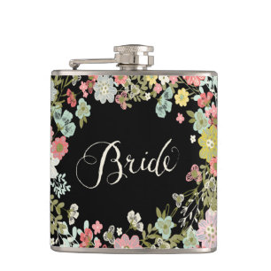 Garden Floral Bride Typografie Alkohol Hip Flask Flachmann