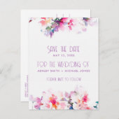 Garden Floral Budget Hochzeit speichern das Datum Ankündigungspostkarte (Vorne/Hinten)