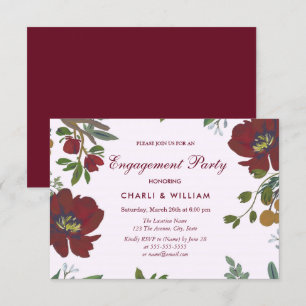 Garden Floral Burgundy Engagement Party einladen Einladung