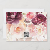 Garden Floral Burgundy Script kalligraphische Hoch Einladung (Rückseite)