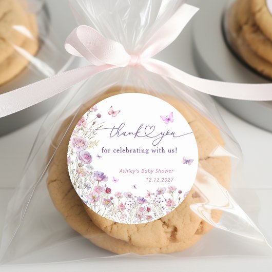 Garden Floral Butterfly auf der Way Baby Dusche Runder Aufkleber