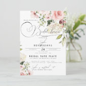 Garden Floral Dusty Rose Grüne Brautparty Einladung (Stehend Vorderseite)