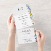 Garden Floral Elegant Monogram Wedding All In One Einladung (Abreißen)