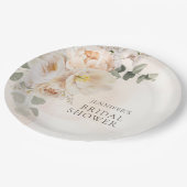 Garden Floral Eucalyptus Brautparty Pappteller (Schrägansicht)