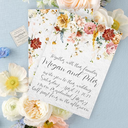 Garden Floral Fine Art Calligraphy Style Wedding Einladung