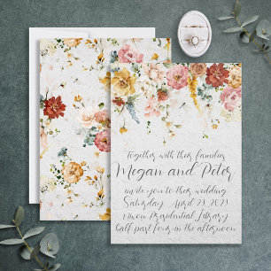 Garden Floral Fine Art Calligraphy Style Wedding Einladung
