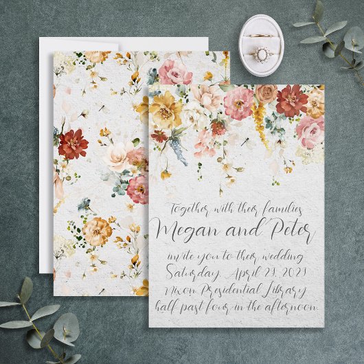 Garden Floral Fine Art Calligraphy Style Wedding Einladung