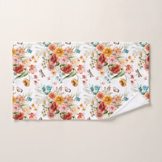 Garden Floral Pattern Badhandtuch Set (Handtuch)