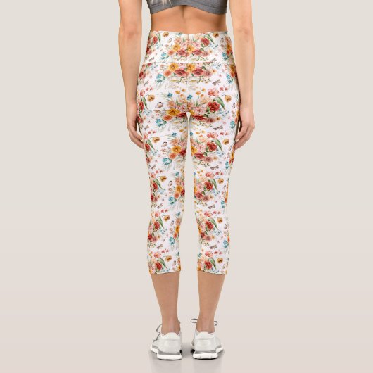Garden Floral Pattern Capri Leggings (Rückseite)