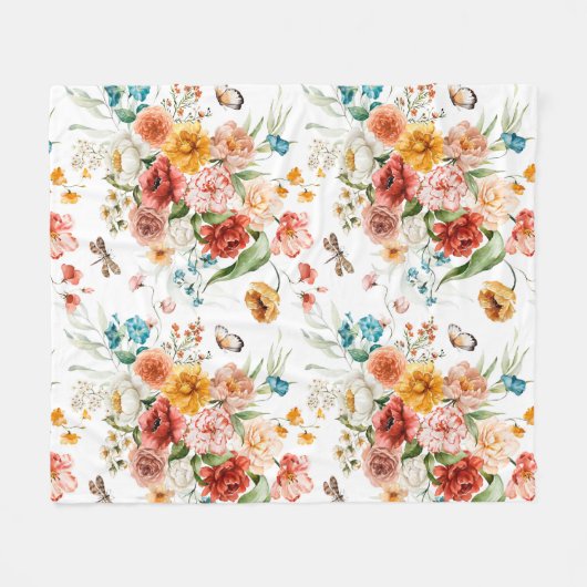 Garden Floral Pattern Fleecedecke (Vorderseite (Horizontal))